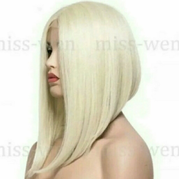 SEXY ASYMMETRICAL PLATINUM BLONDE LACE FRONT WIG main image 7